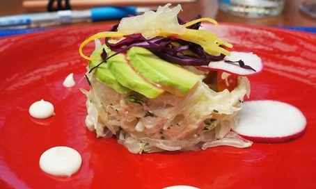 Crab salad with avocado and exotic fruits