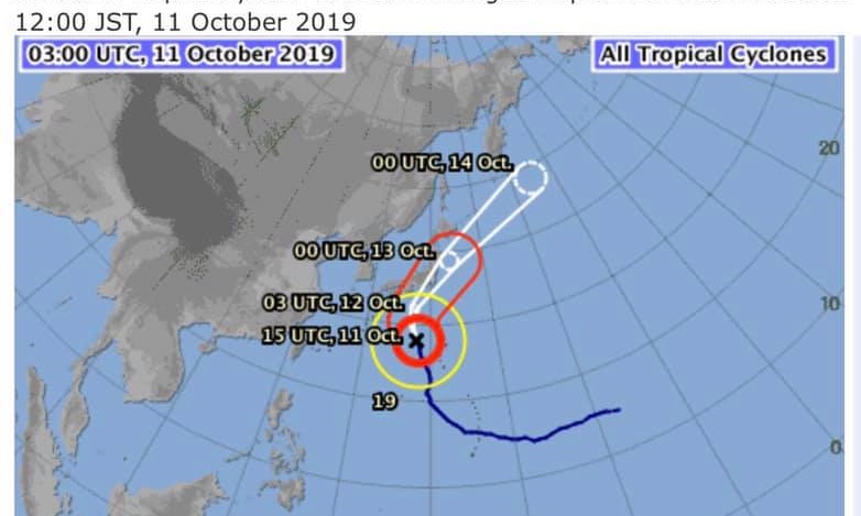 สถานทูตไทยกรุงโตเกียวเตือนคนไทยระวังไต้ฝุ่น 'ฮากิบิส' จ่อขึ้นฝั่งสุดสัปดาห์นี้