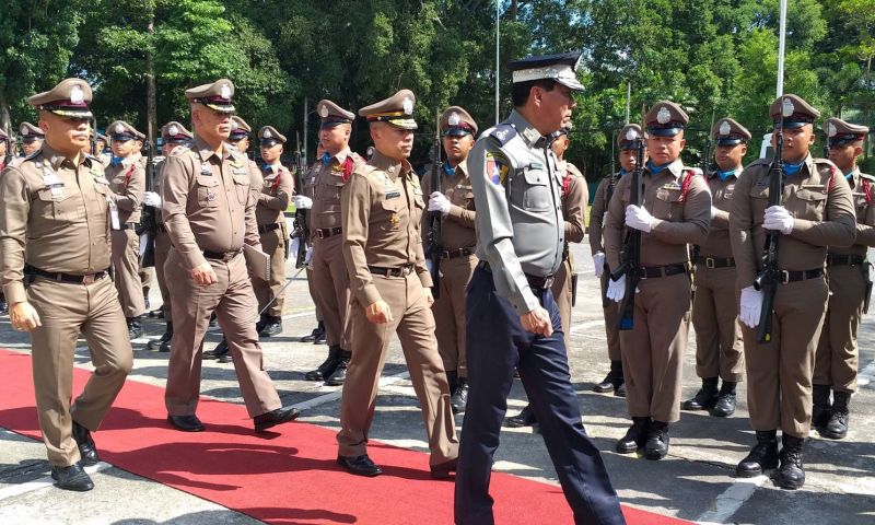 ผบ.ตร.เมียนมาตรวจแถวกองเกียรติยศ เยี่ยมชมตำรวจภูเก็ตสาธิตการชิงตัวประกัน