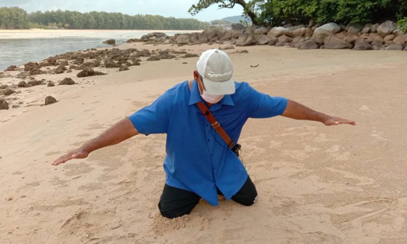 คนหาปลาผงะ! เจอจระเข้อาบแดดริมหาดเกาะกะทะ วอนช่วยจับโดยเร็ว