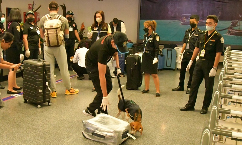 แก๊งบีเกิลลงพื้นที่สนามบินภูเก็ต ออกปฏิบัติการดมกลิ่นหาความผิดปกติเคลื่อนย้ายซากสัตว์นำเข้าไทย