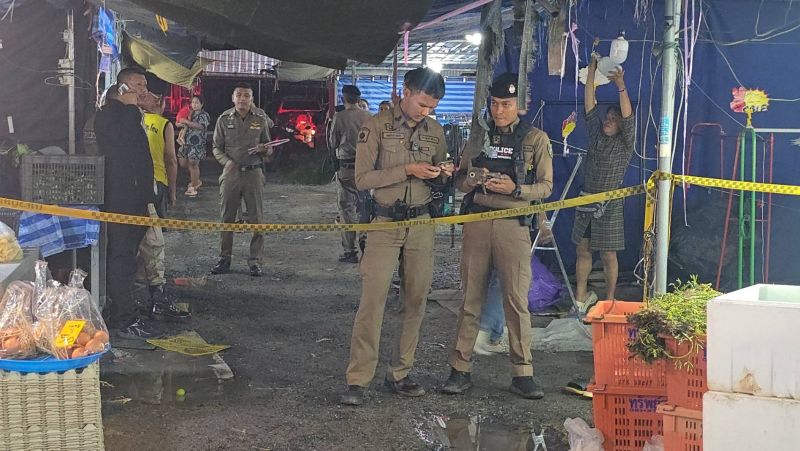 ยิงสนั่นกลางตลาดนัด กระสุนพลาดโดนคนส่งน้ำแข็งบาดเจ็บ