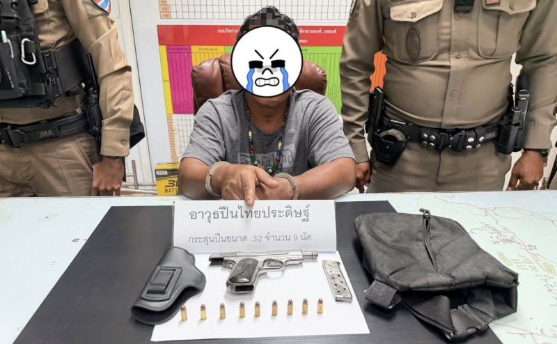 ตร.ป่าตองจับชายพกปืนไทยประดิษฐ์พร้อมกระสุน แถวคิวรถสะพานคลองปากบาง 